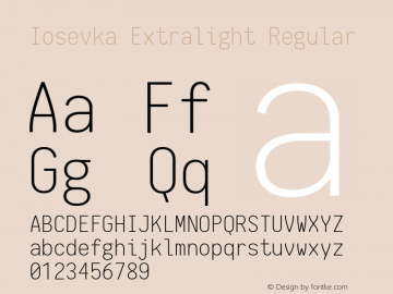 Iosevka Extralight Regular 1.4.3; ttfautohint (v1.4.1) Font Sample