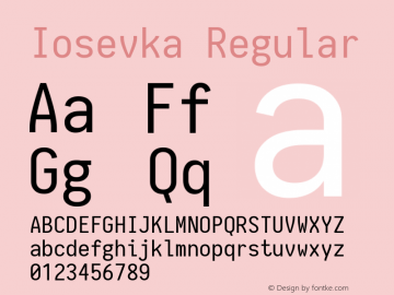 Iosevka Regular 1.4.3; ttfautohint (v1.4.1) Font Sample