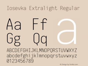 Iosevka Extralight Regular 1.4.3; ttfautohint (v1.4.1)图片样张