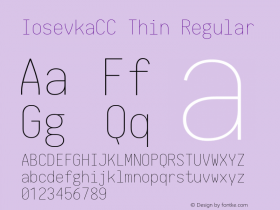 IosevkaCC Thin Regular 1.4.3; ttfautohint (v1.4.1) Font Sample