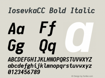 IosevkaCC Bold Italic 1.4.3; ttfautohint (v1.4.1) Font Sample