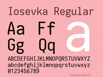 Iosevka Regular 1.4.3; ttfautohint (v1.4.1) Font Sample
