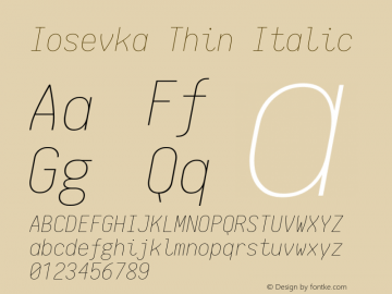 Iosevka Thin Italic 1.4.3; ttfautohint (v1.4.1)图片样张