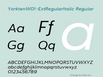 YorktenW01-ExtRegularItalic Regular Version 1.00图片样张