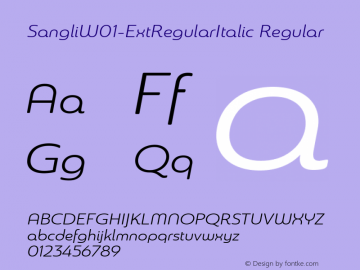 SangliW01-ExtRegularItalic Regular Version 1.00 Font Sample