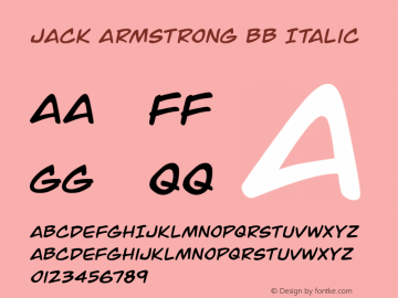 Jack Armstrong BB Italic Version 2.000 2015 initial release Font Sample