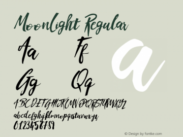 MoonLight Regular Version 1.00 December 17, 2015, initial release Font Sample