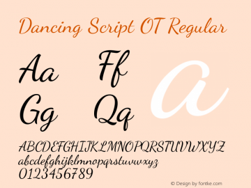 Dancing Script OT Regular Version 1.000 Font Sample