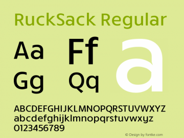 RuckSack Regular Version 1.001;PS 001.001;hotconv 1.0.88;makeotf.lib2.5.64775 Font Sample