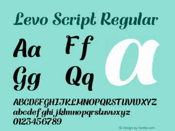 Levo Script Regular Version 1.000;PS 001.000;hotconv 1.0.70;makeotf.lib2.5.58329图片样张