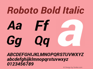 Roboto Bold Italic Version 1.100141; 2013图片样张
