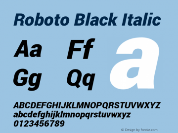 Roboto Black Italic Version 1.100141; 2013 Font Sample
