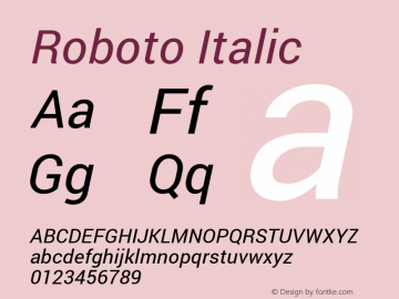 Roboto Italic Version 1.100141; 2013图片样张