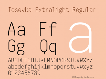 Iosevka Extralight Regular 1.5.0; ttfautohint (v1.4.1)图片样张