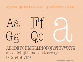 Keyboard Light CondensedAlt SSi Light Condensed Alternate 1.000 Font Sample