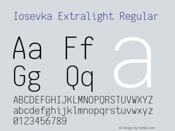 Iosevka Extralight Regular 1.5.0; ttfautohint (v1.4.1)图片样张