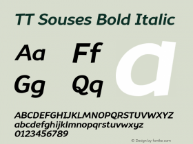 TT Souses Bold Italic Version 1.000 Font Sample