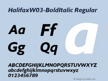 HalifaxW03-BoldItalic Regular Version 1.00 Font Sample