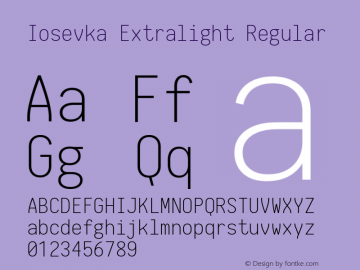 Iosevka Extralight Regular 1.5.1; ttfautohint (v1.4.1)图片样张