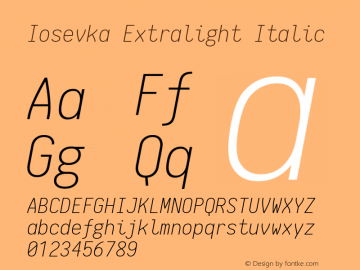 Iosevka Extralight Italic 1.5.1; ttfautohint (v1.4.1)图片样张