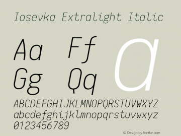 Iosevka Extralight Italic 1.5.1; ttfautohint (v1.4.1)图片样张