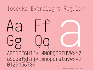 Iosevka Extralight Regular 1.5.2; ttfautohint (v1.4.1)图片样张