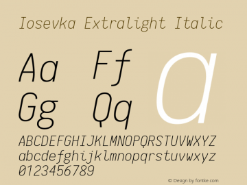 Iosevka Extralight Italic 1.5.2; ttfautohint (v1.4.1)图片样张