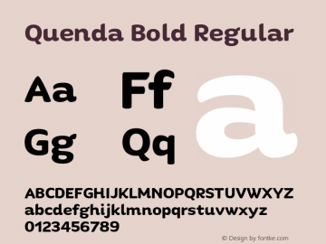 Quenda Bold Regular Version 1.000 2015 initial release图片样张
