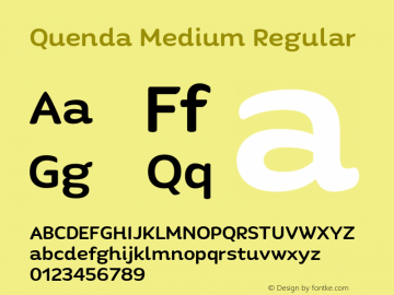 Quenda Medium Regular Version 1.000 2015 initial release Font Sample