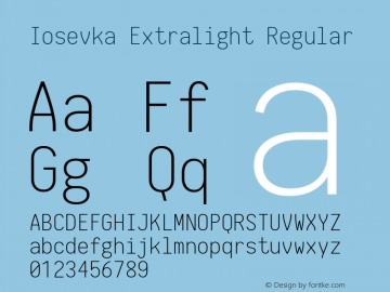 Iosevka Extralight Regular 1.5.3; ttfautohint (v1.4.1)图片样张