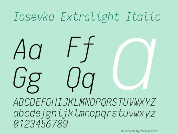 Iosevka Extralight Italic 1.5.3; ttfautohint (v1.4.1)图片样张