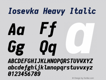 Iosevka Heavy Italic 1.5.4; ttfautohint (v1.4.1)图片样张