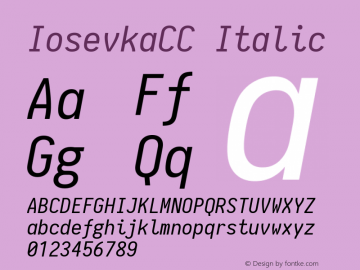 IosevkaCC Italic 1.5.5; ttfautohint (v1.4.1) Font Sample