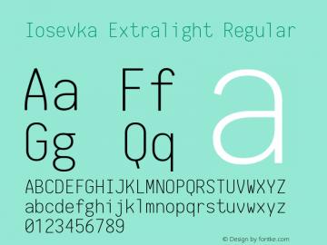 Iosevka Extralight Regular 1.5.5; ttfautohint (v1.4.1)图片样张