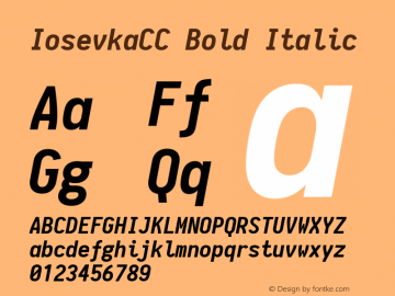 IosevkaCC Bold Italic 1.5.5; ttfautohint (v1.4.1) Font Sample