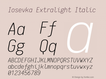 Iosevka Extralight Italic 1.5.5; ttfautohint (v1.4.1)图片样张