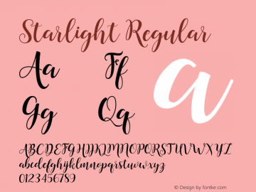 Starlight Regular 1.000 Font Sample