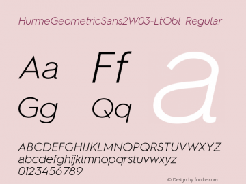 HurmeGeometricSans2W03-LtObl Regular Version 1.10 Font Sample