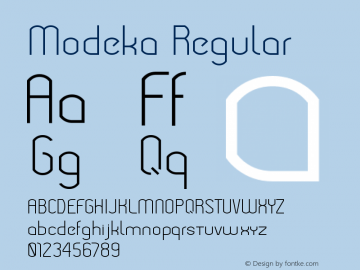 Modeka Regular Version 1.00 December 8, 2015, initial release图片样张