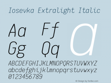 Iosevka Extralight Italic 1.6.0; ttfautohint (v1.4.1)图片样张
