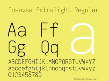 Iosevka Extralight Regular 1.6.0; ttfautohint (v1.4.1)图片样张