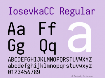 IosevkaCC Regular 1.6.0; ttfautohint (v1.4.1) Font Sample