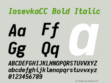 IosevkaCC Bold Italic 1.6.0; ttfautohint (v1.4.1) Font Sample