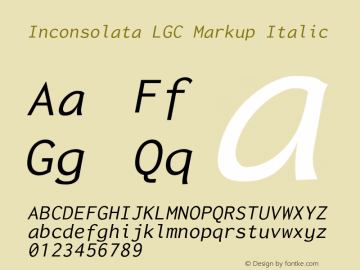 Inconsolata LGC Markup Italic Version 1.0图片样张