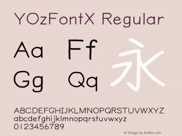 YOzFontX Regular Version 13.11 Font Sample