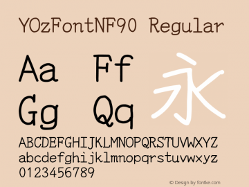 YOzFontNF90 Regular Version 13.11 Font Sample