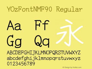 YOzFontNMF90 Regular Version 13.11 Font Sample
