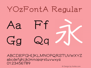 YOzFontA Regular Version 13.11 Font Sample