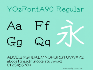 YOzFontA90 Regular Version 13.11 Font Sample