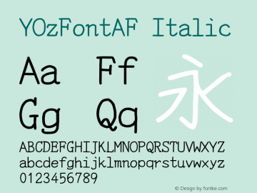 YOzFontAF Italic Version 13.11图片样张